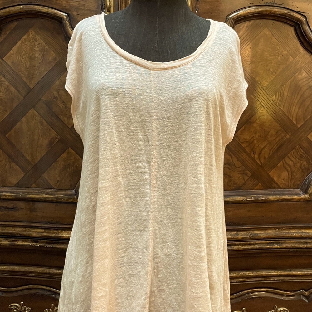 Joan Vass Peach Soft Linen Sleeveless Top. Size L